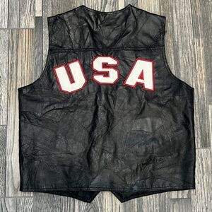 🔥🔥 Vintage Ashburn Soft Patchwork Leather Biker Riding Vest  USA embroidered X